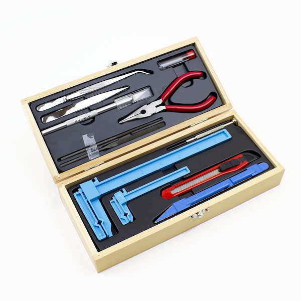 Excel Blades Deluxe Airplane Tool Set, Hobby Model Making Set, Wooden Box, 6pk 44287 - main